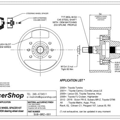 SUB-BRZ-0001 assembly drawing