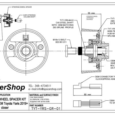Dibujo del espaciador del volante Toyota Yaris GR