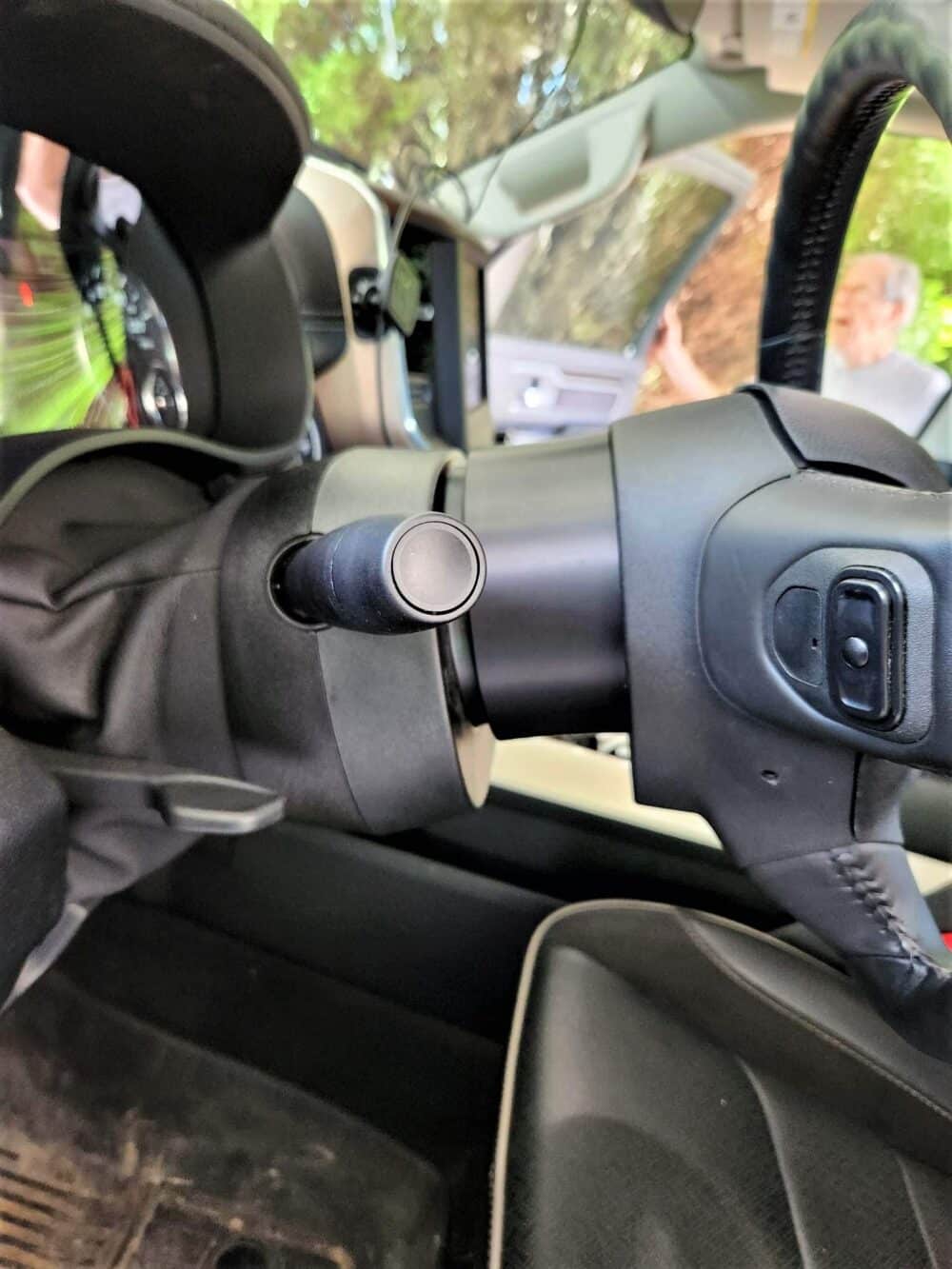 Ram 5 steering wheel spacer installed side view